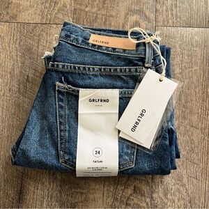 New! GRLFRND Tatum Slim Mid Rise Raw Edge Denim Jeans Size 24